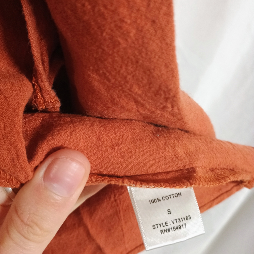 Chic Rust Wrap Blouse - Picture 5 of 7